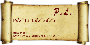 Péli Lázár névjegykártya